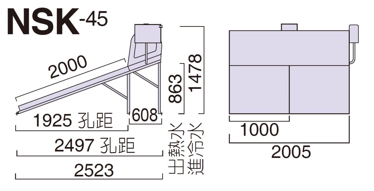 太陽能熱水器 NSK-45 尺寸圖