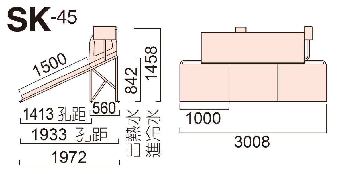 太陽能熱水器 SK-45 尺寸圖